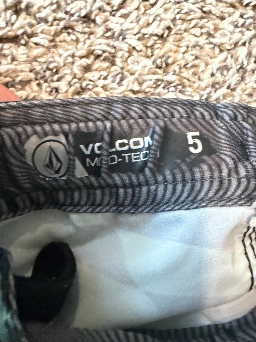 Volcom Black and Gray Patterned Swim Shorts